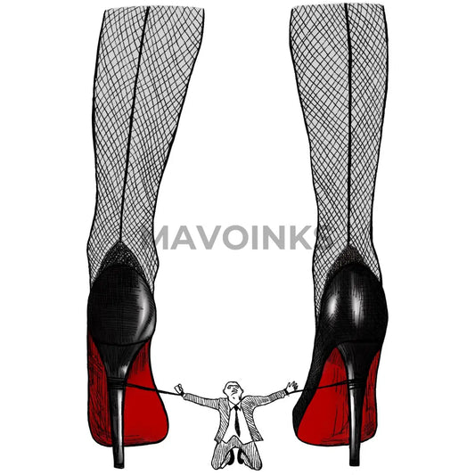 Man Tied To High Heels Digital Drawing Print 5X7