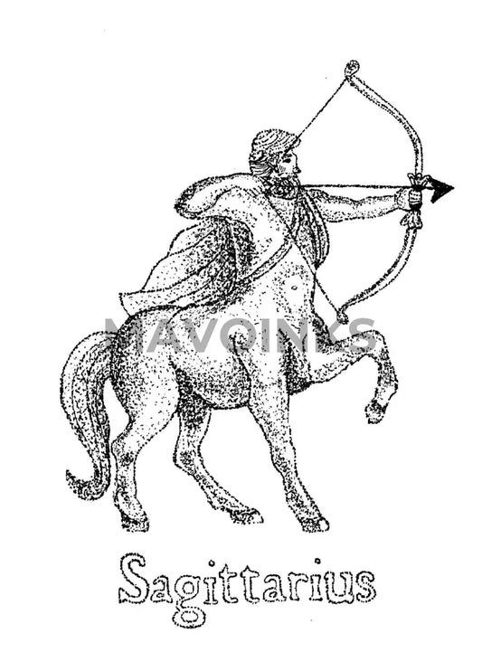 ’Sagittarius’ Horoscope Stipple Print 5X7